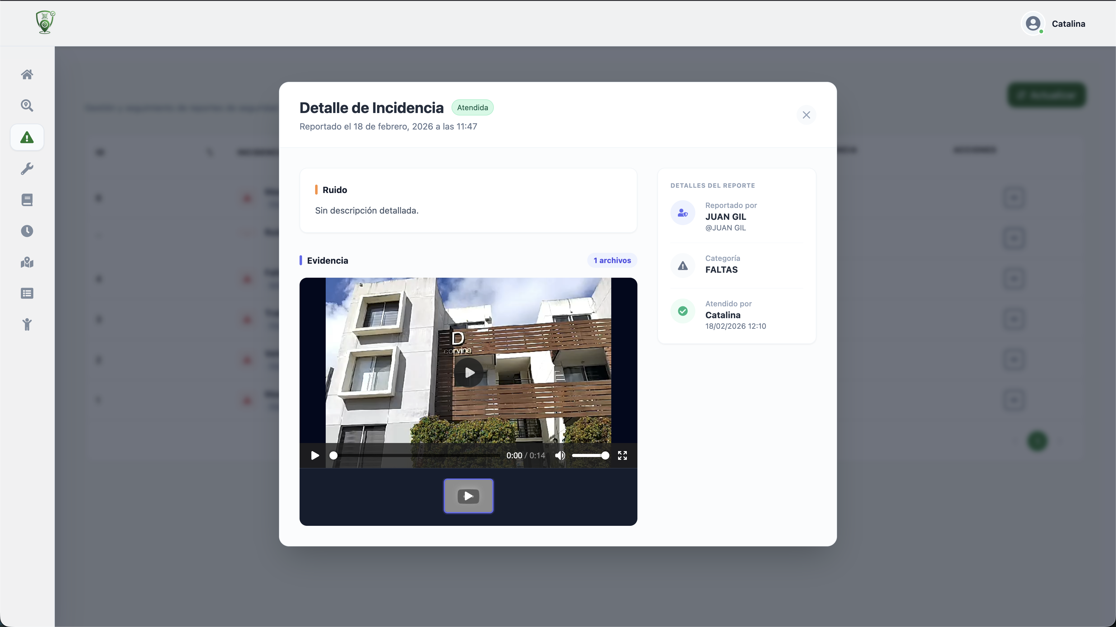 Detalle de Incidencia