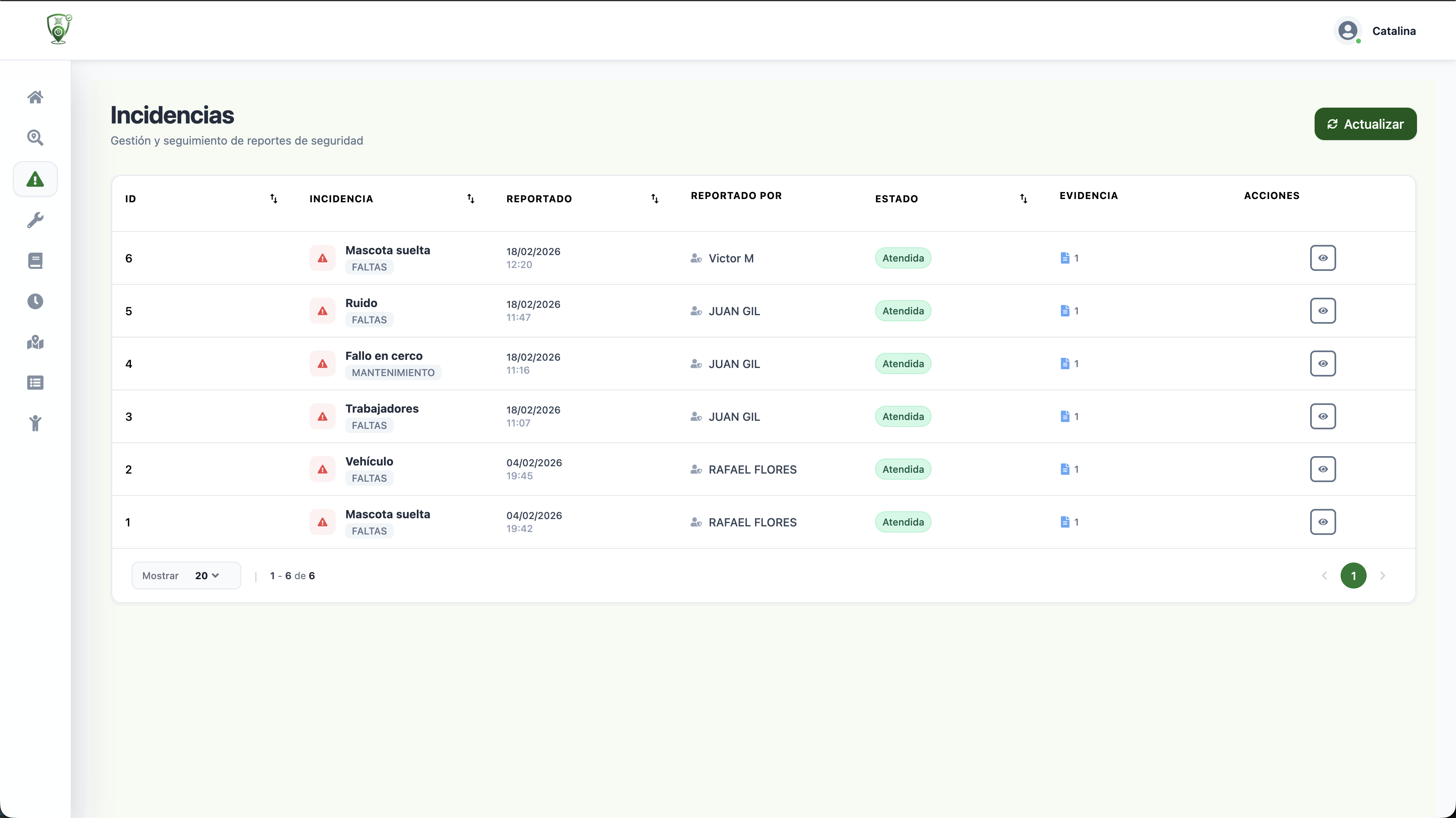Reporte de Incidencias
